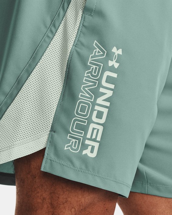 Men's UA Launch SW 7'' Wordmark  Shorts, Green, pdpMainDesktop image number 3